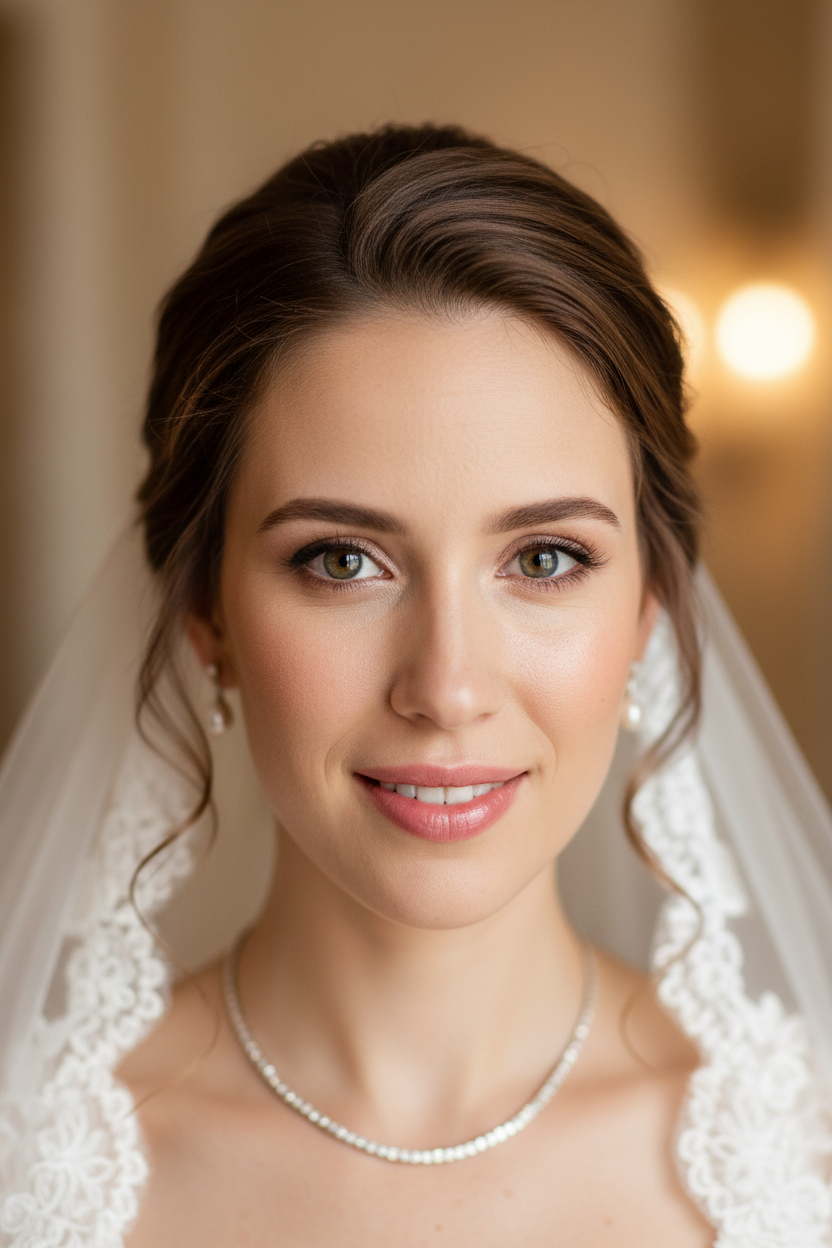 Novia con belleza natural y cotidiana